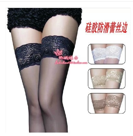 New Silicone Non-slip Over-the-Knee Stockings Sexy Lace Stockings Fashionable Trendy Goddess High-length Long Legs