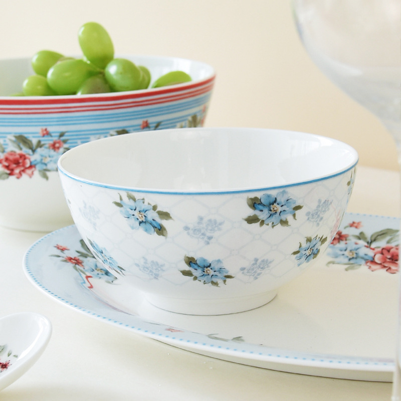 Juego de vajilla de porcelana de hueso de alto valor con flores románticas, platos, cucharas, vajilla de cerámica para bodas, vajilla de regalo para 4 personas image 5