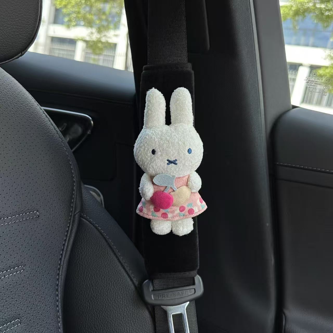 Bread Chef Miffy Rabbit Car Seatbelt Shoulder Pad Plush Doll Decorative Ornament Anti-Neck Strangling Car Interior Accessory