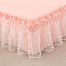 韩版公主蕾丝床裙式床罩式4四件套纯色花边被套床套1.5/1.8m