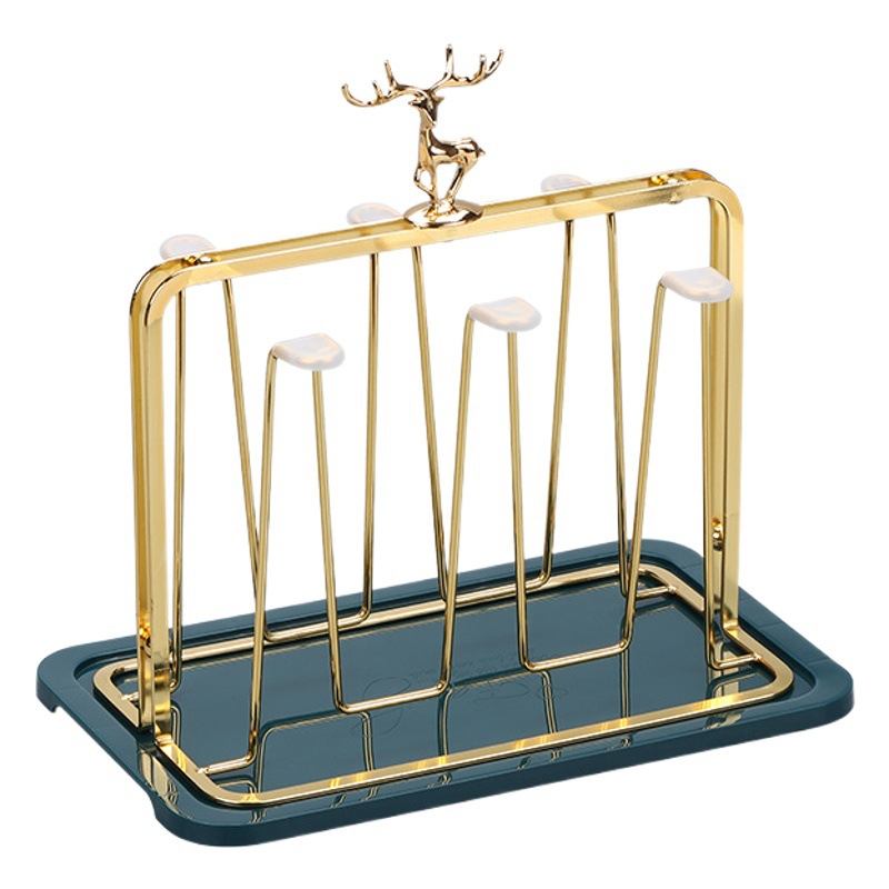 Portavasos Golden Deer para Sala de Estar, Organizador de Vasos con Drenaje, Estilo Japonés, de Hierro, para Almacenamiento en la Sala de Estar