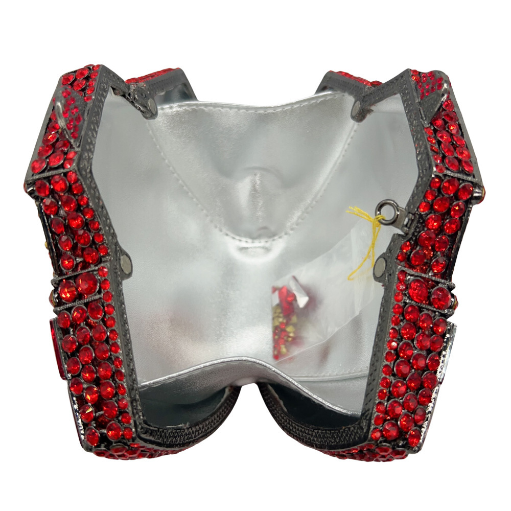 Stone clutch bolsas de cena de cristal rojo con diamantes huecos transfronterizos con diamantes completos de mano bolsas de mujer bolsas de vestido de fiesta