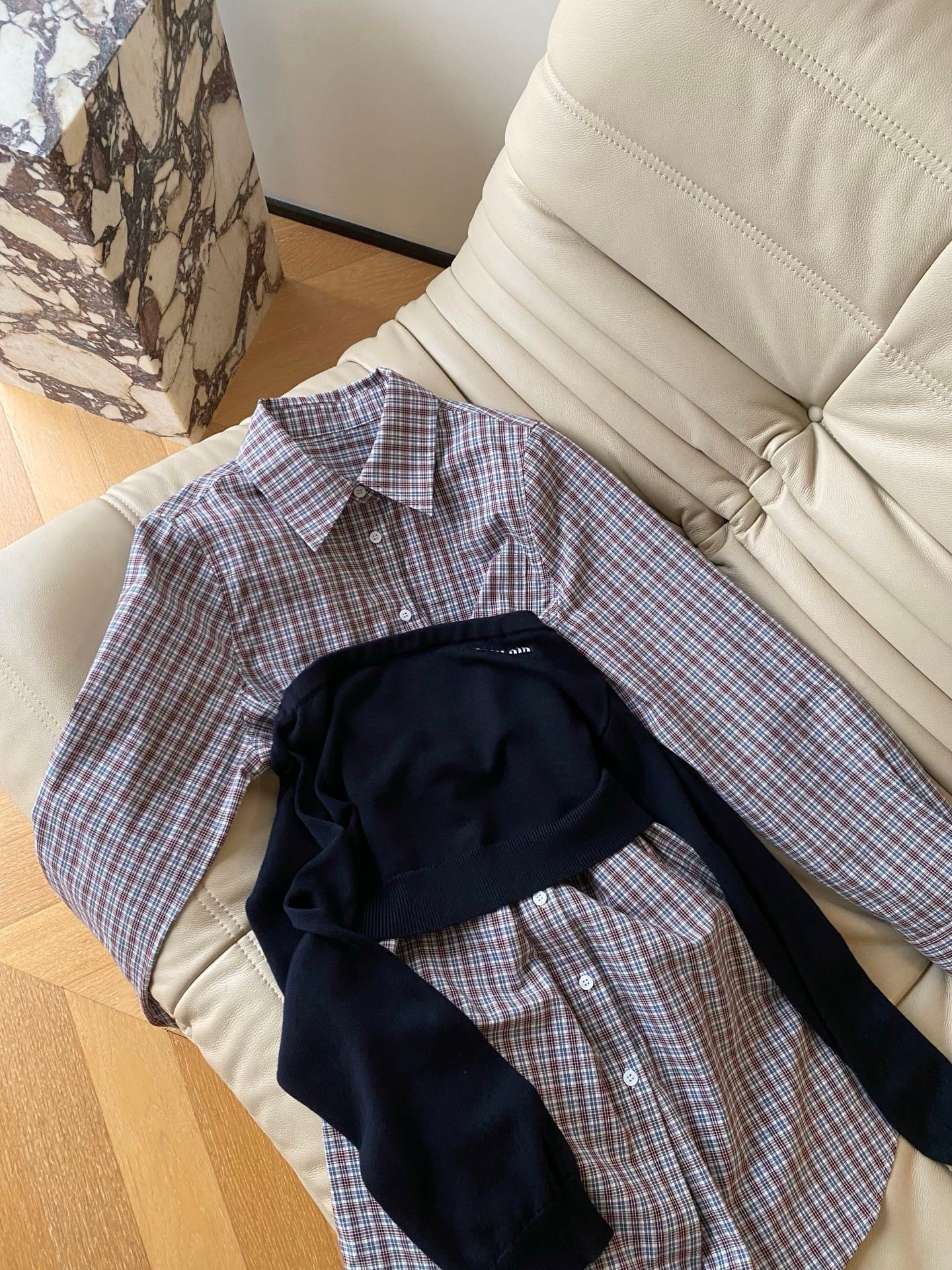 High-quality~MU Brand Elegant Strapless Plaid Shirt Dress Long Sleeves, Featuring Stylish Design With Tie-waist For A_ecoleips.com