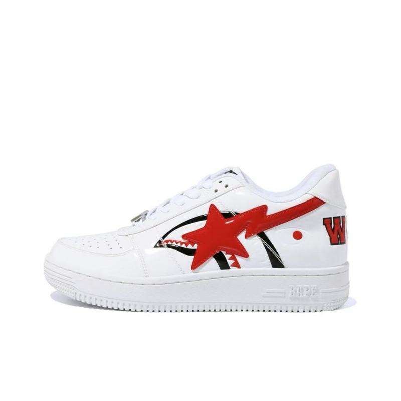 BAPESTA SK8 DUNK ブラック ホワイト シャーク パテントレザー トレンド カジュアル バイブ ロートップ スポーツ スケートボード シューズ|undefined