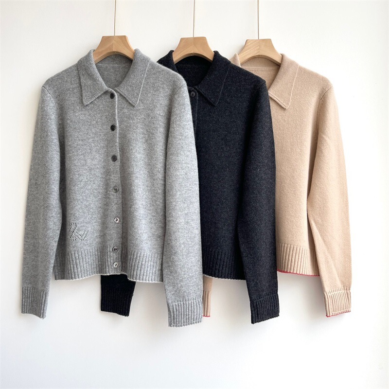 Off-Code Pure Cashmere Knitted Cardigan Zv Basic Single-Breasted Sweater Jacket for Women Pure Color Long-Sleeved Soft and Waxy