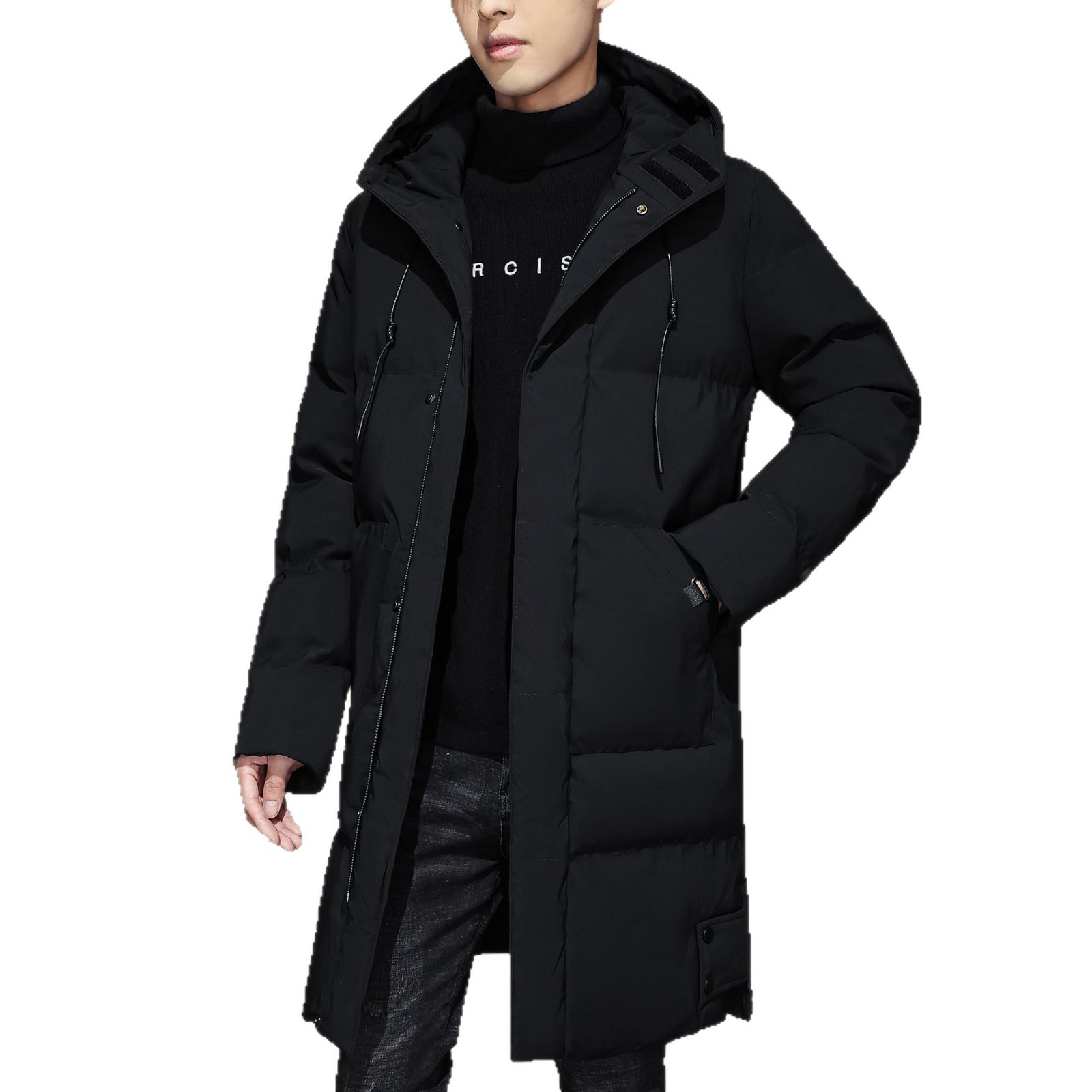 Trajes de algodón transfronterizos de pluma para hombres de invierno nuevos trajes de algodón de tamaño grande ocio grueso chaqueta con capuchón cálida de moda para hombres