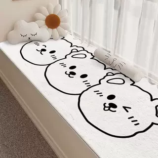 奶白定制仿羊绒耐脏地垫地毯卡通可爱少女风长条加厚床边地垫客厅