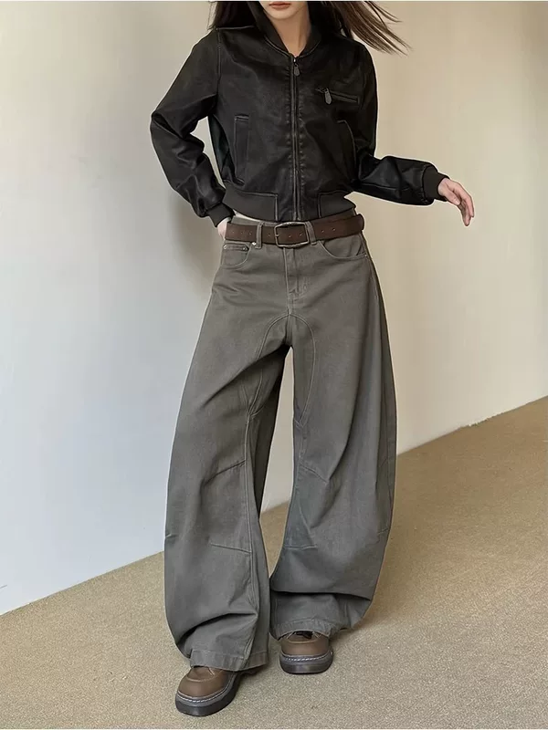 Свободные джинсы осень, ретро американский стиль, Oversize широкие штанины (женские)