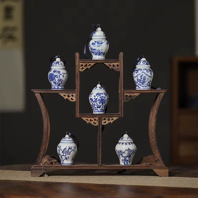 Фарфоровые украшения Jingdezhen рождественская ярмарка украшение ёлки украшение автомобиля голубая и белая фарфор украшения керамическая молодая генеральная банка ветровой колокол