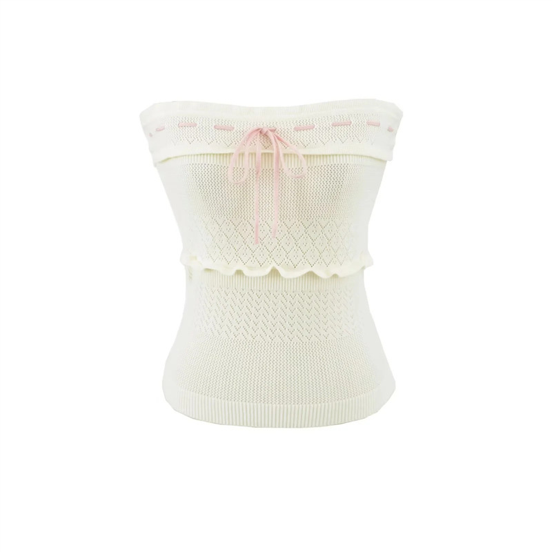 Ruffled lace drawstring tube top in five colors, textured knit, short, slim-fit, off-the-shoulder, holiday ruched inner top Ruffled lace drawstring tube top in five colors, textured knit, short, slim-fit, off-the-shoulder, holiday ruched inner top
