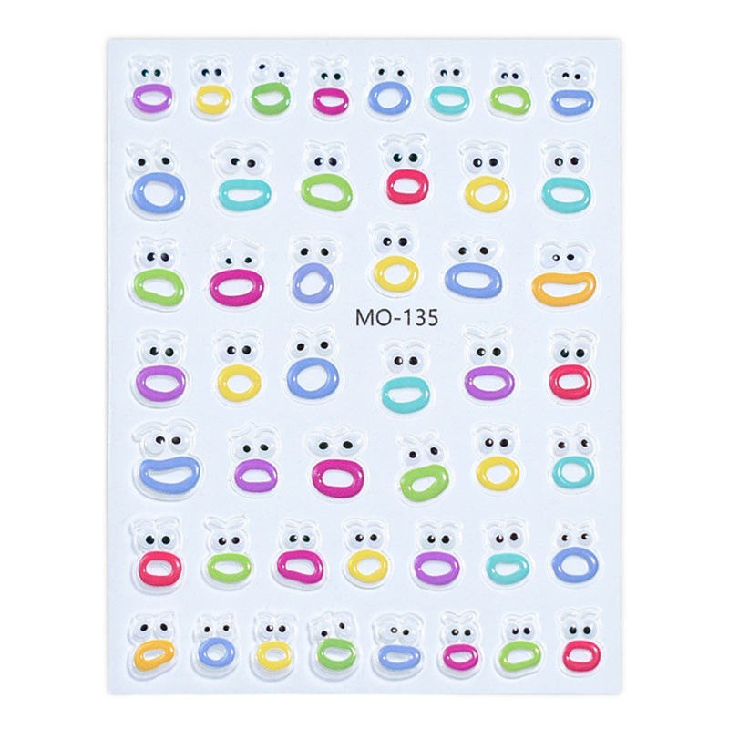 Boca popular monstruo alivio uñas pegatinas Boca Grande monstruo ojos 3D jalea uñas pegatinas Smiley cara expresión facial uñas pegatinas