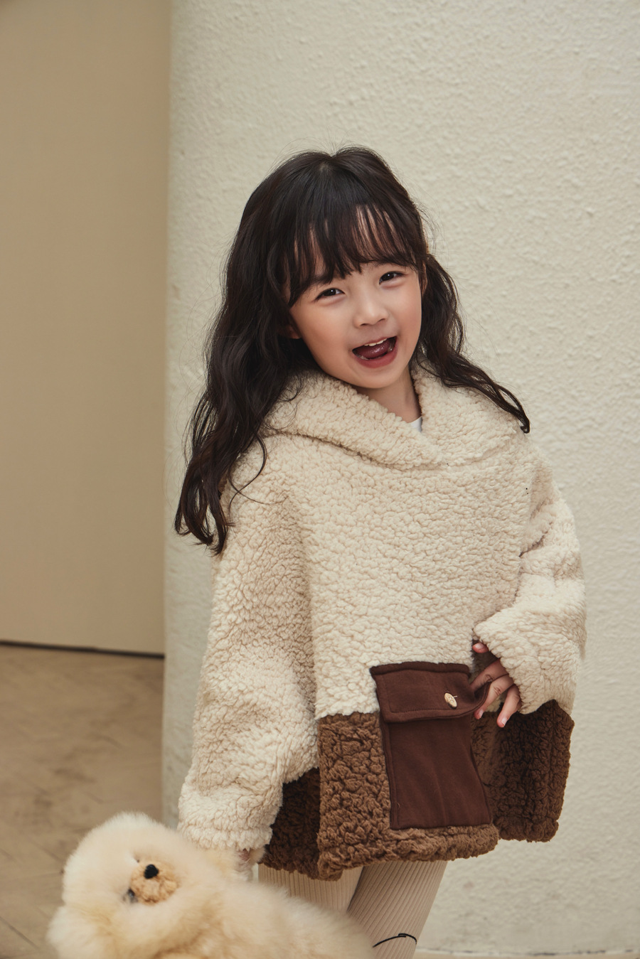 Manteau pull en peluche à bulles 2 couleurs pour fille, vêtement d'hiver pour enfants, lapin mignon, nouvelle collection 2023_voghion.com