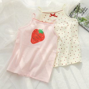 Spring and Summer new girls' thin shoulder vest summer thin medium and big children's cotton top soft breathable camisole