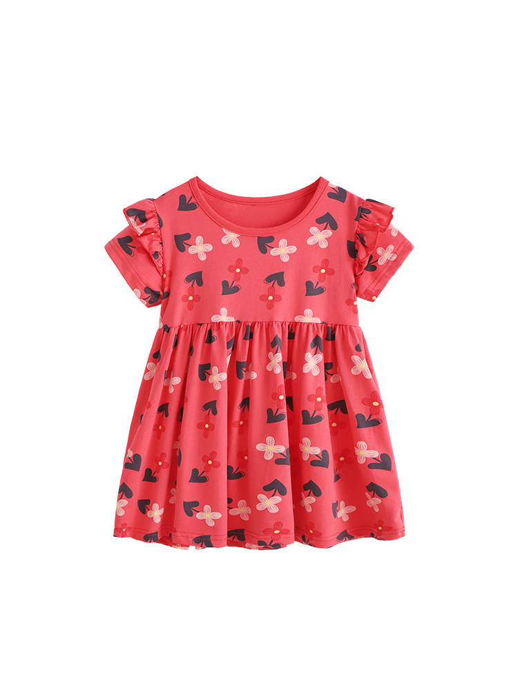 Malwee transfronterizo vestido de niña lindo vestido de verano nuevo estilo europeo y americano vestido de cuello redondo de manga corta para niños