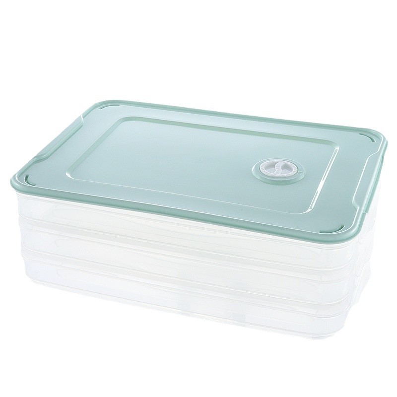 Caja de almacenamiento del refrigerador caja de dumpling multicapa caja de plástico para el hogar caja de conservación de alimentos grande transparente bandeja de dumpling con tapa