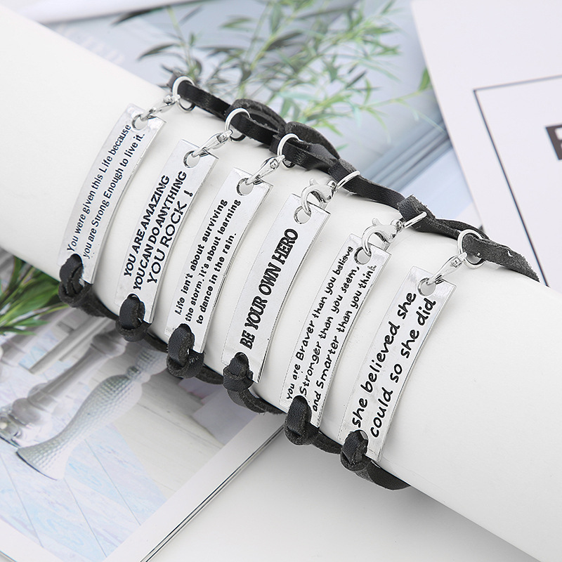 11g Weight Bracelets Classification Pu Leather Chain Material 1 Piece Quantity Daily Occasion Pu Leather, Alloy Material Letter Pattern All Seasons Season Men's Gender Plating Design Simple Style Style Simple Style Letter Pu Leather Alloy Plating Men's Bracelets Men Cord & Leather Bracelets 2