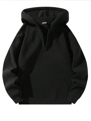 W 61507 Men's half-zip fleece hoodie 男士半拉链加绒连帽卫衣
