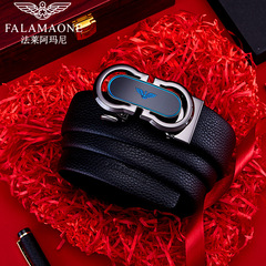法萊阿瑪尼皮帶男自動扣牛皮時尚款褲帶簡約中青年男腰帶潮