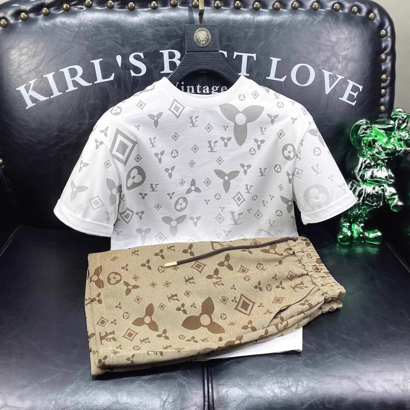 European Summer Shorts, Short-Sleeved Casual Suits, Men's High-End 2025 New Trendy Brand Fashion Men's Clothing Set