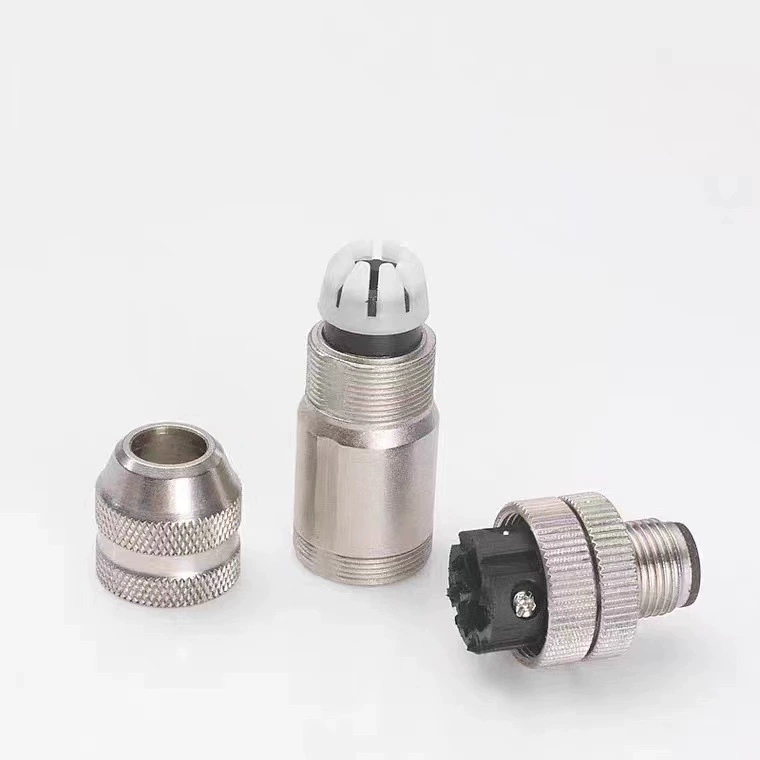 M12 Aviation plug Metal Mother head sensor with shielding 4 core 5 core 12 pinhole connector waterproof