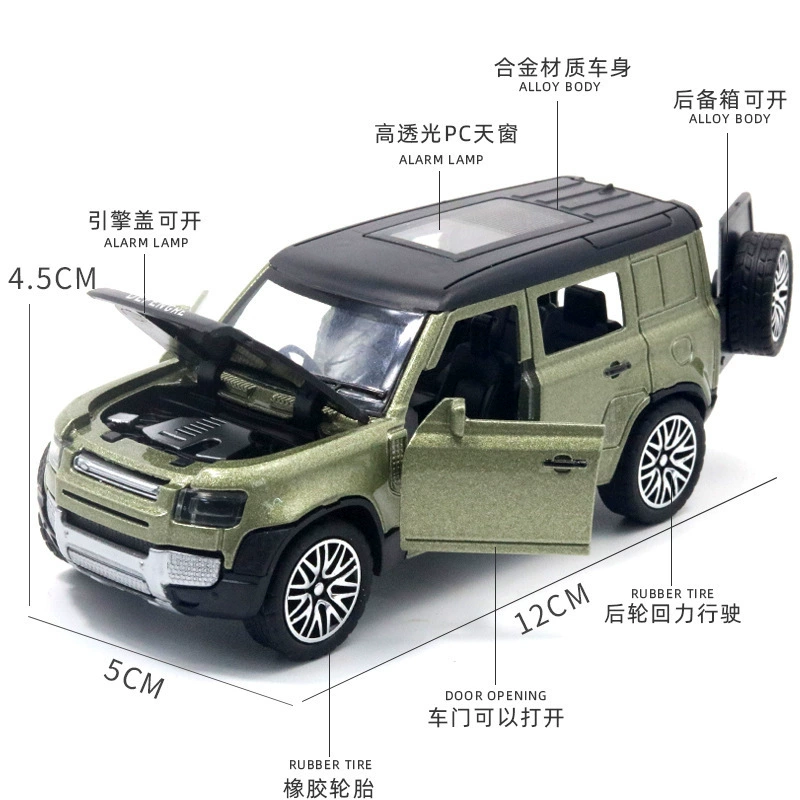 Моделированный сплав SUV Yingzhan 1:36 внедорожная игрушка с открывающимися дверями, с обратной подачей, резиновые шины