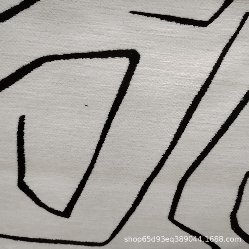 北欧黑白几何线条图案雪尼尔提花沙发抱枕布料批发面料