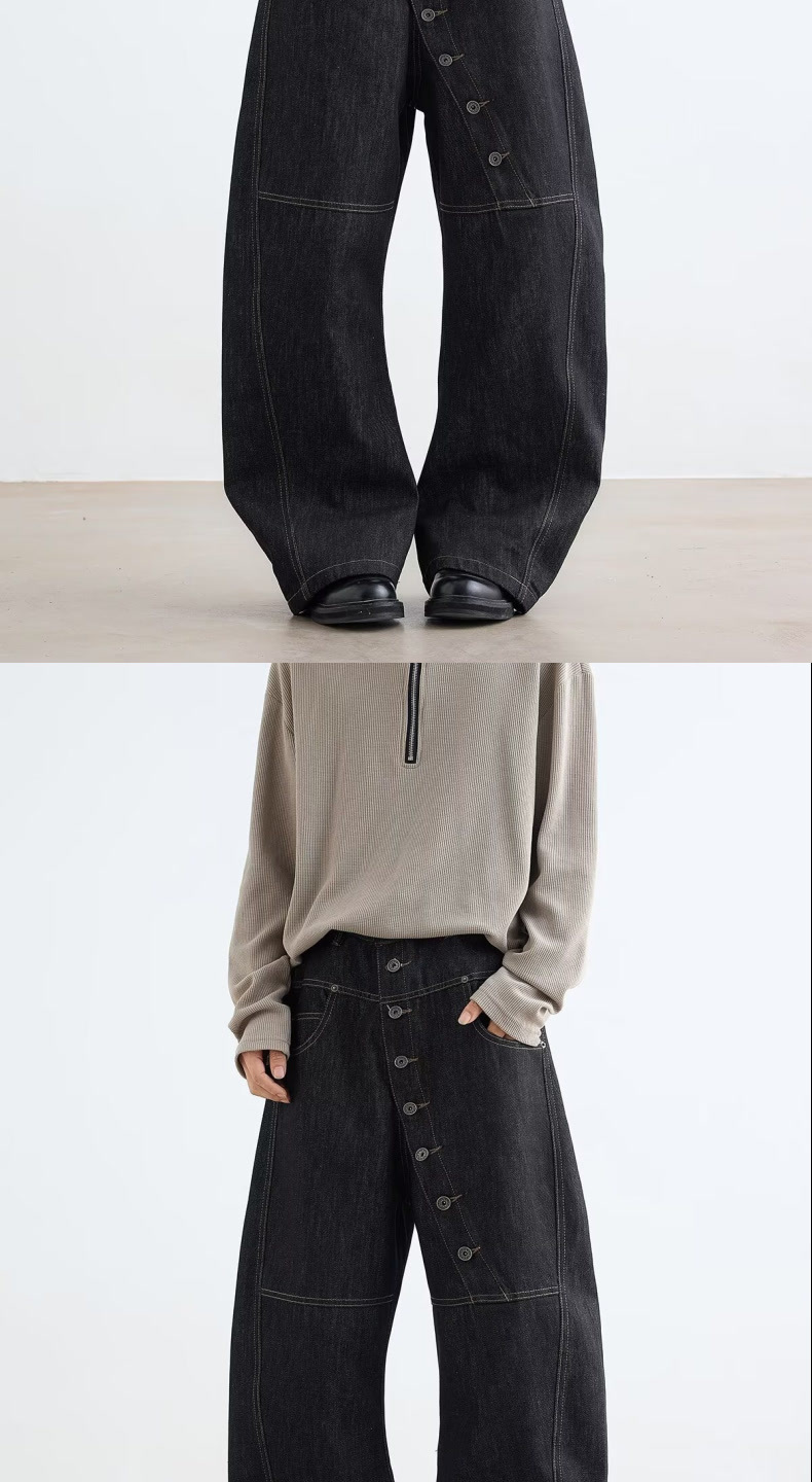 Men's Clothing Retro Patchwork Black Jeans For Unisex Plus Size Elastic Waist Loose Fit Slimming Versatile Spring Casual Denim_voghion.com