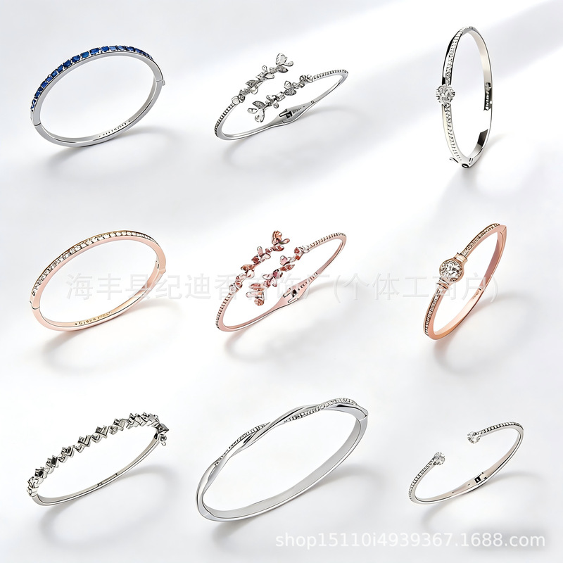 Gvc Ji Jia High-Quality Full Range of Bracelets with Starry Floral Square Diamonds, Mobius Design, Same Style as on Xiaohongshu