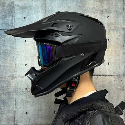 Motosiklet kaskı (dəbilqə) — 3C Off-Road Safety Helmet Motorcycle Helmet - matte-black-with-666-color-mirror-and-free-gloves-and-mask-s