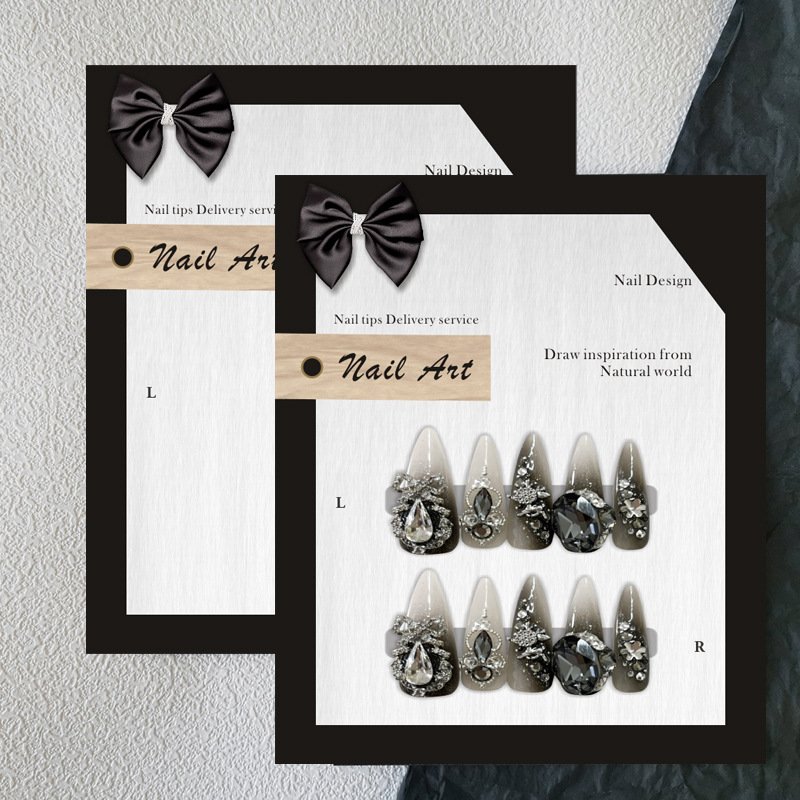 日式复古蝴蝶手信穿戴甲拍照背景卡纸展示卡美甲工具定制铜版纸