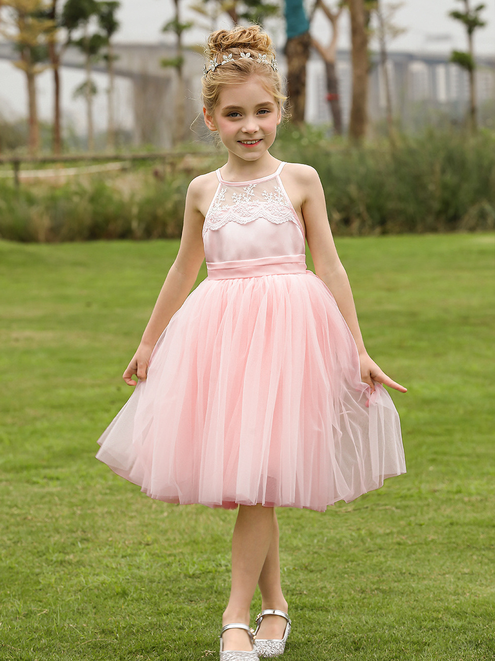 Transfronterizos Amazonas ropa infantil vestido de bebé vestido de bodas vestido de niña corto espectáculo