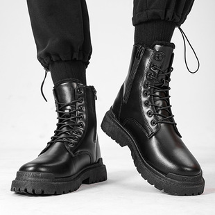 Chelsea Boots Men's 2025 New Work Boots Non-Slip Waterproof Cotton Boots Mid-Calf British Leather Shoes Motorcycle Boots for Men