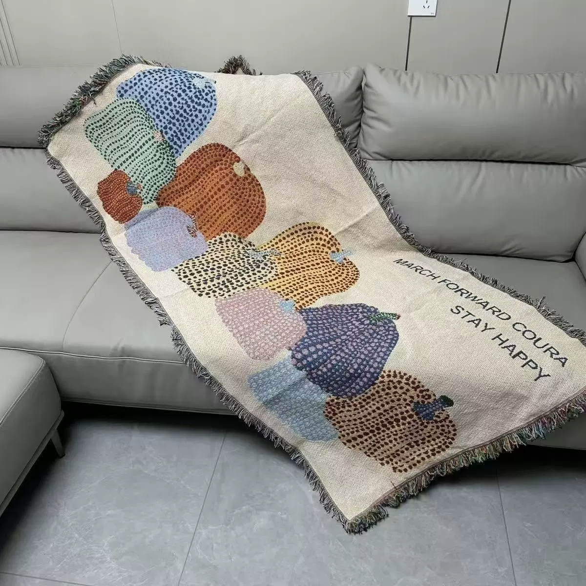 90*180南瓜沙发巾印花棉布透气三层枕巾纱布棉时尚四季通用柔软