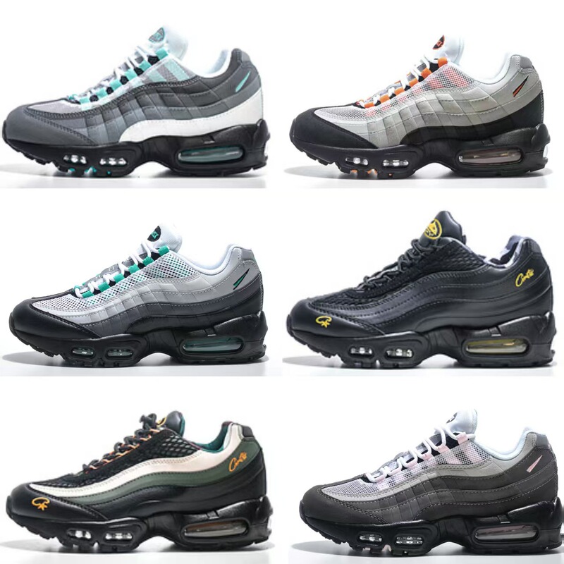 European Station Max95 Air Cushion Shoes 3m Reflective Shock-Absorbing Low-Top Running Shoes Pure Black Warrior Heightening Versatile and Breathable