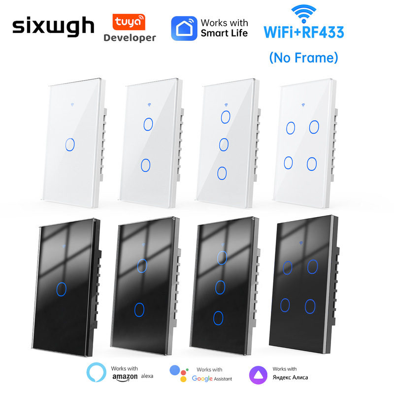 涂鸦WiFi+433触摸墙壁开关118型Alexa美规澳洲规巴西规单零火|undefined