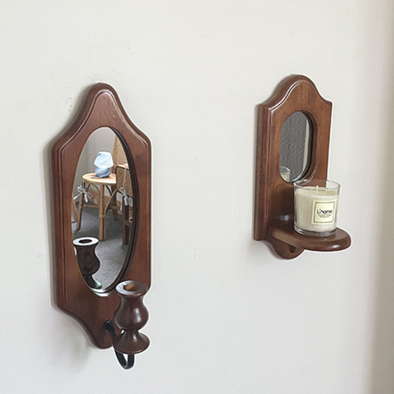 Vintage de madera maciza retro espejo dormitorio pasillo espejo decorativo baño sala de estar Decoración