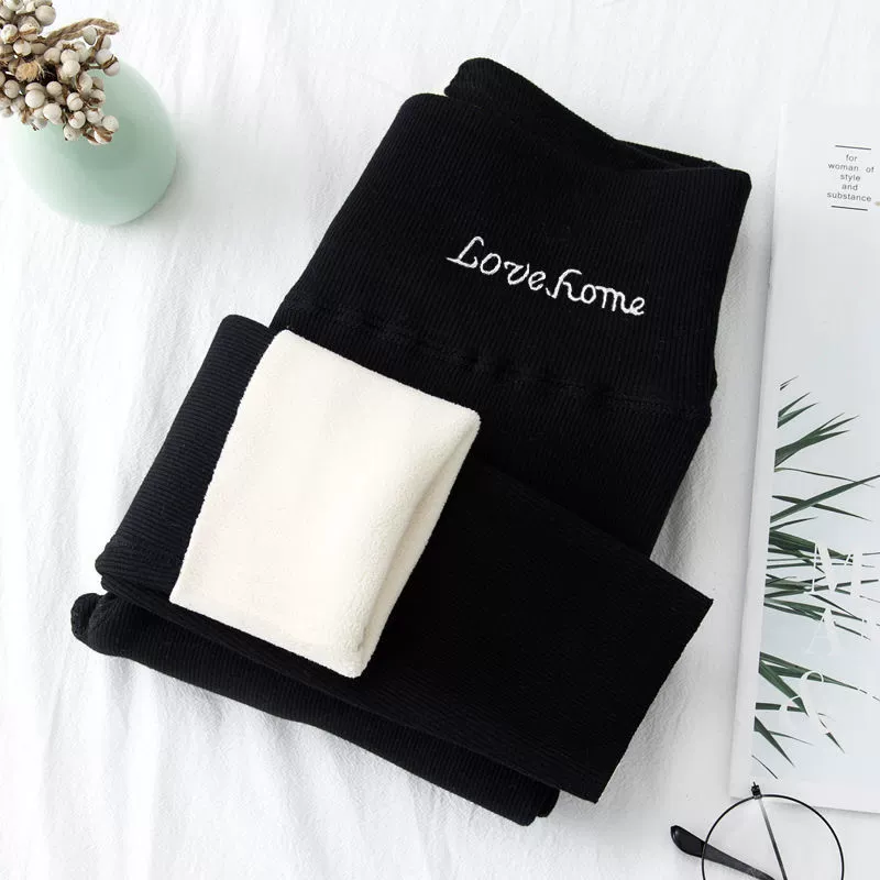 Fleece thin warm velvet leggings, demi-season keep warm trousers