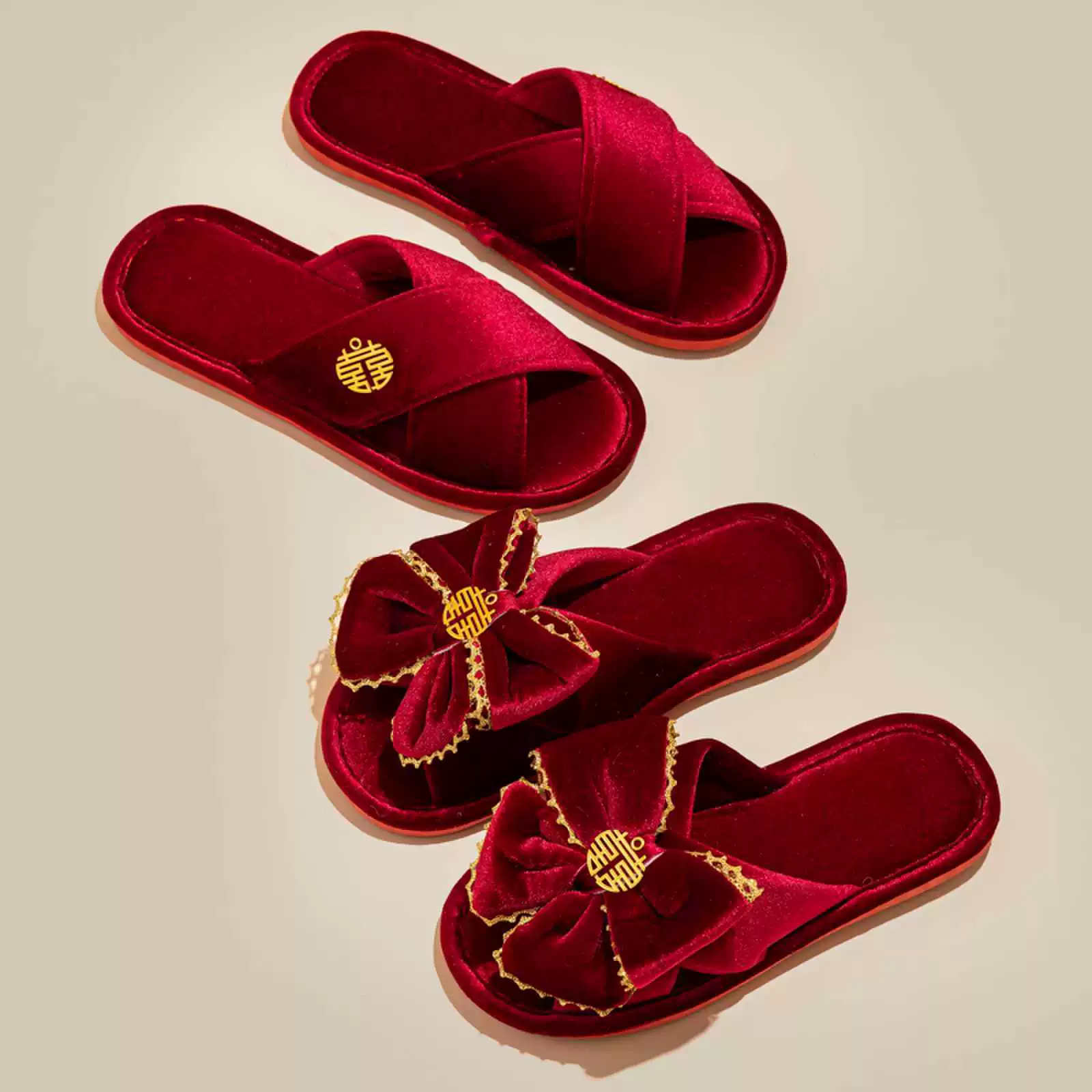 Свадебные тапочки красные пара влюбленных, как тапочки Высокое чувство роскошное утреннее платье женщины Фабрика Direct поколение волос