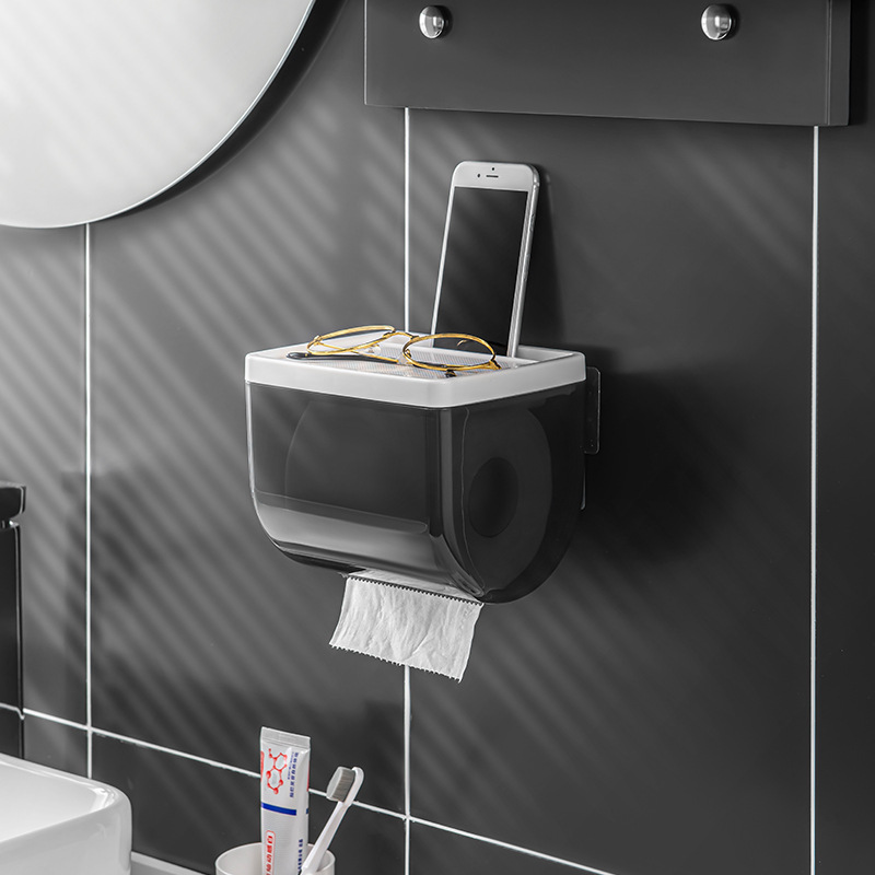 Caja de pañuelos higiénicos ponche libre montado en la pared rollo de papel titular creativo inodoro impermeable caja de pañuelos rack de almacenamiento