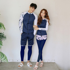 Diving suit, snorkeling suit, split-screen sun protection jellyfish clothing, unisex long-sleeve swimsuit, long pants, couple's zipper suit, swimwear set