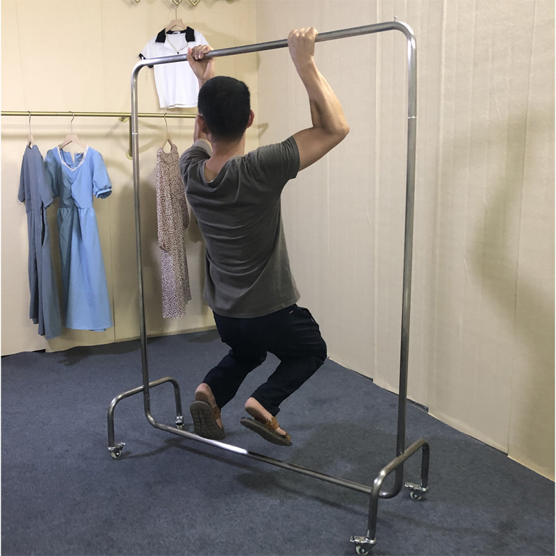 Clothing Store Display Rack Stainless Steel Clothes Rack Floor-Standing Island-Style Hanging Clothes Rack for Live Streaming Room Bedroom with Wheels Display Coat Rack Clothing Store Display Rack Stainless Steel Clothes Rack Floor-Standing Island-Style Hanging Clothes Rack for Live Streaming Room Bedroom with Wheels Display Coat Rack
