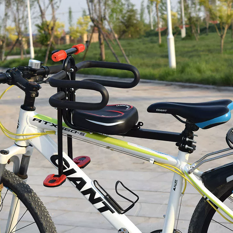 Children's mountain bike accessory — additional child seat with armrest, folding pedals, handrail options
