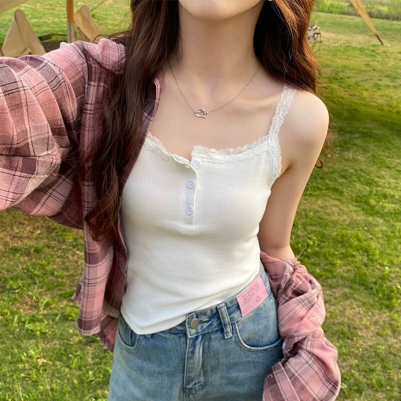 Cotton Lace Small Camisole Women's 2024 New Summer Slim-fit Outer Wear Small Vest French Beautiful Top Cotton Lace Small Camisole Women's 2024 New Summer Slim-fit Outer Wear Small Vest French Beautiful Top