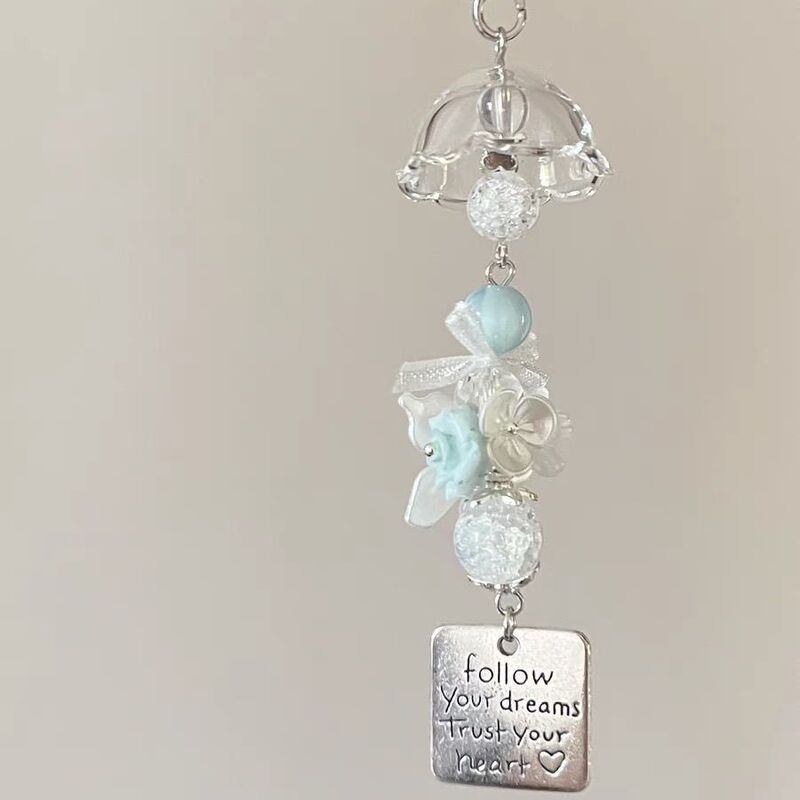 The Secret of the Ocean: Little Flower, Butterfly, Jellyfish Wind Chime Pendant Handmade Ins Style Beaded Earphone Phone Chain Guban Chain