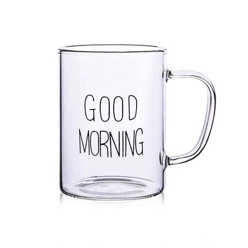 Завтрачная чашка для дома, кружка для молока из стекла, минималистичный художественный стиль, большой прозрачный стакан с ручкой