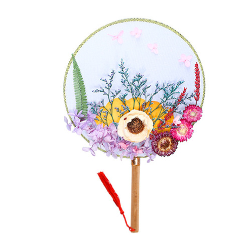 March 8th Goddess Day homemade dried flower ball fan ancient fan diy material package immortalized flower hand-embossed salon activity