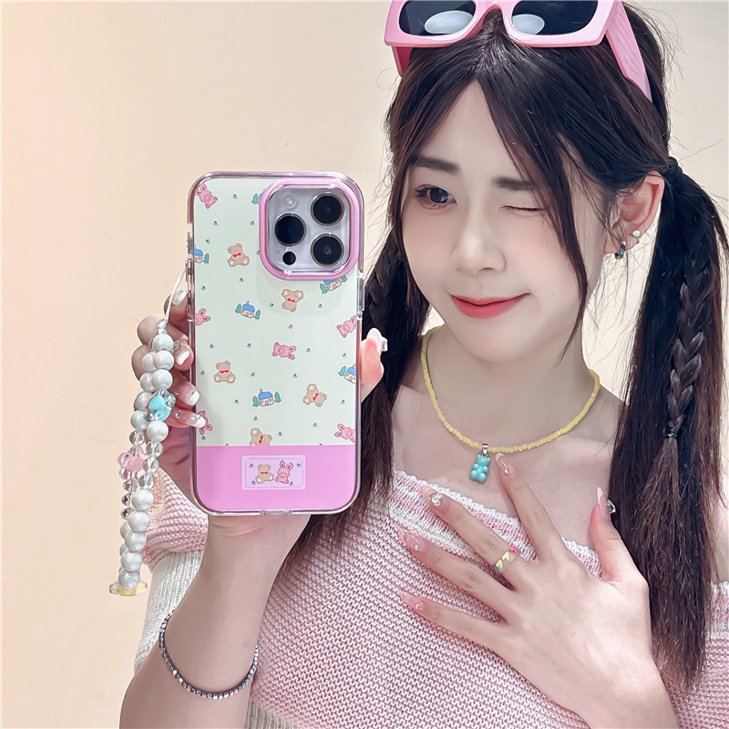 Orsetto e coniglio con giunture Adatto per iPhone 14 Custodia per telefono carina 12 ProMax Apple 13 Catena 11 Anti caduta Femmina_voghion.com