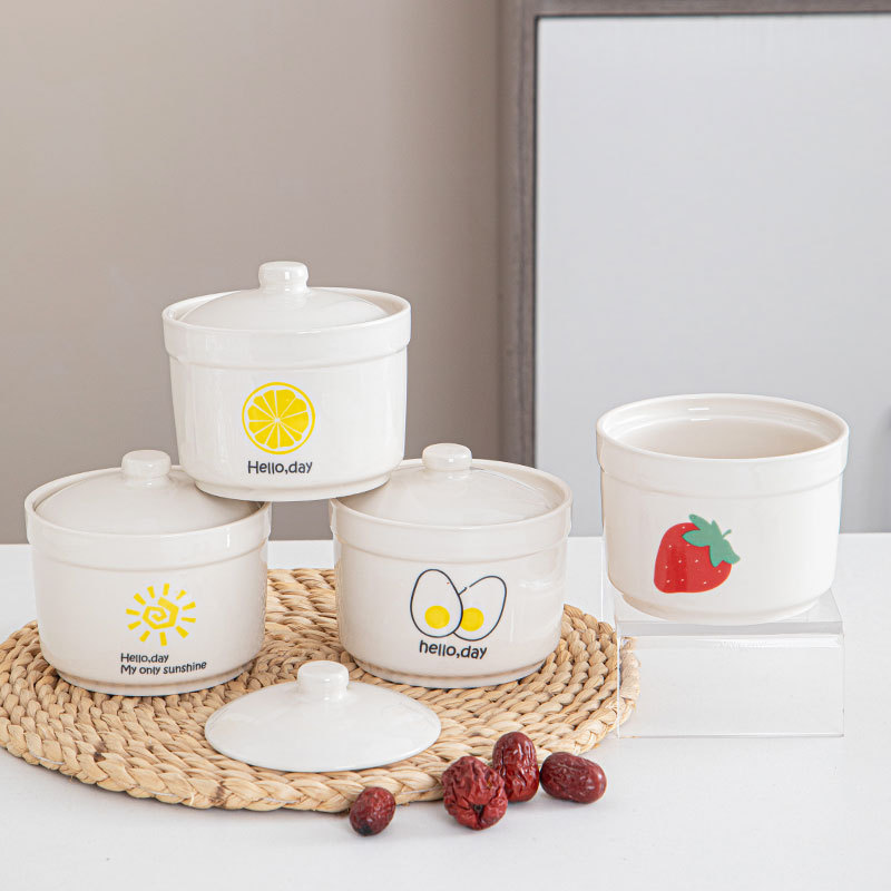 Taza de estofado de olla de barro guisada recta en agua, olla de estofado de una persona, olla de sopa con tapa, shaxian snack, nido de pájaro, olla de sopa hirviendo de cerámica