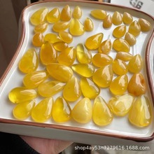 天然蜜蜡水滴裸石可镶嵌吊坠戒指鸡油黄白花满蜜DIY天然蜜蜡批发