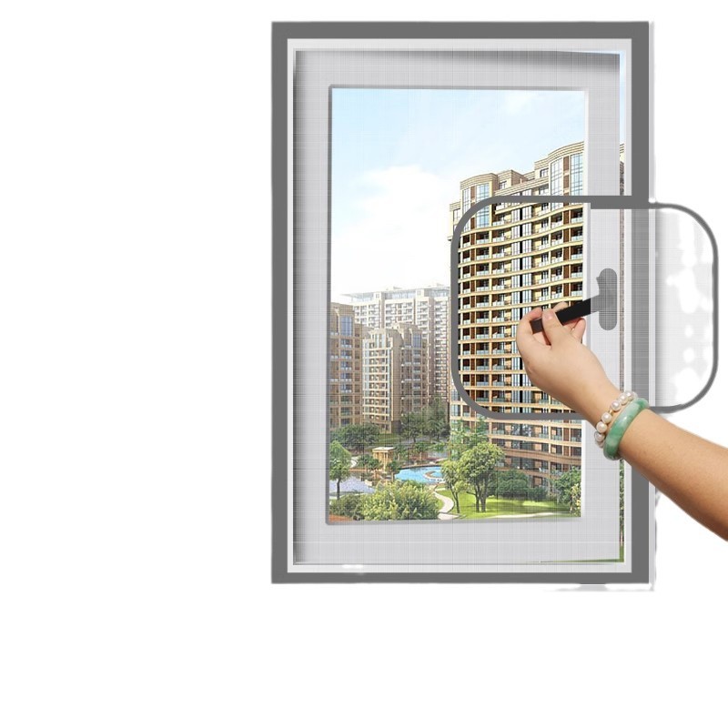 Pantalla anti-mosquitos de ventana, pantalla de ventana, ventana de arena invisible autoinstalada, cortina de puerta, cremallera para el hogar, ventana abierta autoadhesiva, red de arena sin perforación